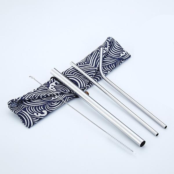 Reusable Stainless Steel Straws (3 Pack) - Silver